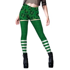 Saint Patrick's Day Green Printed Leggings (Option: B2301192-XL)