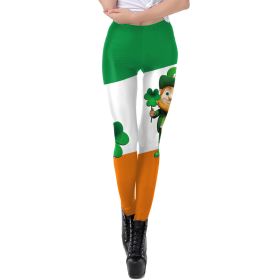 Saint Patrick's Day Matching Digital Printed Tight Waistband Sports Leggings (Option: KDK2012-S)