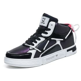 High-top Color Matching Lace Up Casual Sneakers (Option: Black-39)