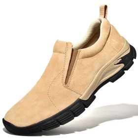 Men's Casual Suede Matte Breathable Leather Shoes (Option: Yellow Brown-42)