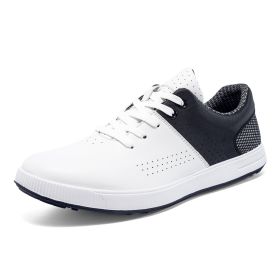 Men's Fashion Waterproof Non-slip Golf Shoes (Option: Black And White-46)