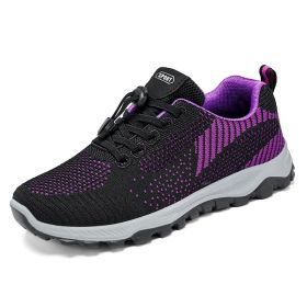 Men's And Women's Fashion Casual Soft Bottom Running Shoes (Option: G P19 Black Purple-37)