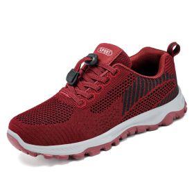 Men's And Women's Fashion Casual Soft Bottom Running Shoes (Option: G P19 Purplish Red-37)