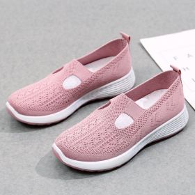 Old Beijing Cloth Shoes Women's Shallow Mouth Mesh Breathable Non-slip Soft Bottom Slip-on Women's Shoes (Option: Pink-37)