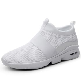 2022 Men Breathable Comfortable Rubber Walk Jogging Non-Slip Sports Shoes Male Running Slip-on Sneakers Outdoor Fitness Trainers (Color: White, size: 47)