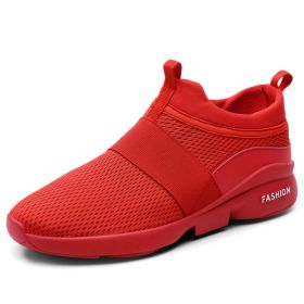 2022 Men Breathable Comfortable Rubber Walk Jogging Non-Slip Sports Shoes Male Running Slip-on Sneakers Outdoor Fitness Trainers (Color: Red, size: 39)