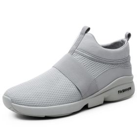 2022 Men Breathable Comfortable Rubber Walk Jogging Non-Slip Sports Shoes Male Running Slip-on Sneakers Outdoor Fitness Trainers (Color: Grey, size: 37)