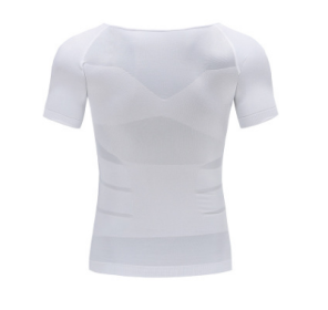 Male Chest Compression T-shirt Fitness Hero Belly Buster Slimming (Color: White, size: XL)