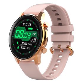 Wireless Smart Watch Fitness Tracker for Men Women 1.32in IP68 Waterproof Full Touch Sport Bracelet Wrist Watch with Heart Rate Blood Pressure Sleep M (Color: Pink)