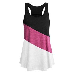 Summer Color Matching Sleeveless Round Neck Vest Women's Fitness Sports Shirt (Color: Grey, size: XL)