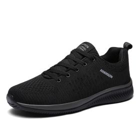 Outdoor Fitness Running Walking Trainers Men Casual Lightweight Lace-up Tenis Walking Sneakers Comfortable Breathable SportShoes (Color: Black, size: 41)