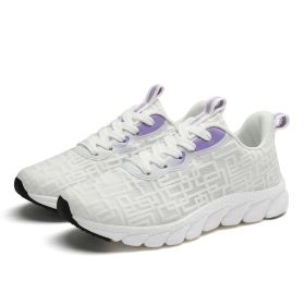 Women Girls 35-41 Casual Sneaker Breathable Mesh Summer Light Cozy Outdoor Running Sport Shoes Fitness Spring Autumn Comfortable (Color: white purple, size: 38)