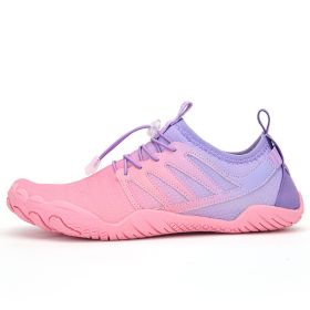 Unisex Hot Fitness Sneaker Cross-Training Crossfit Shoes High Quality Soft Comfortable Breathable Mesh Tennis Yoga Gym Treadmill (Color: Pink Purple, size: 37)