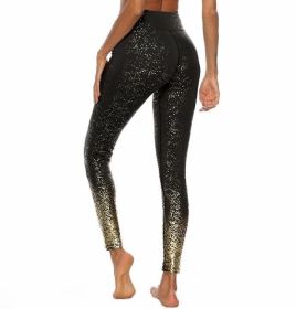 Women's Leggings Fitness Sports Gym Running Yoga Athletic Pants Gold (Color: Black, size: XS)