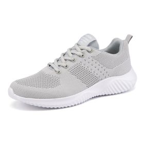 Men Walking Sports Shoes Lightweight Breathable Sneakers Male Knitting Outdoor Running Footwear Fashion Fitness Jogging Trainers (Color: Gray, size: 43)