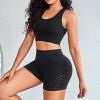 Running Fitness Sports Bra Women Seamless Knitted Skinny Peach Hip Hollow Out Cutout Breathable High Elastic Yoga Suit