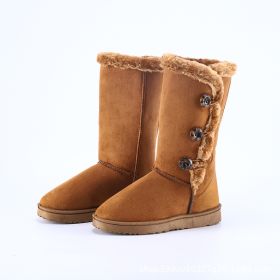 Winter Plus Velvet Snow Boots Female Thermal Non-slip Cotton-padded Shoes (Option: Camel-41)