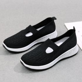 Old Beijing Cloth Shoes Women's Shallow Mouth Mesh Breathable Non-slip Soft Bottom Slip-on Women's Shoes (Option: Black-40)