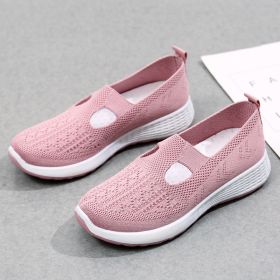 Old Beijing Cloth Shoes Women's Shallow Mouth Mesh Breathable Non-slip Soft Bottom Slip-on Women's Shoes (Option: Pink-40)