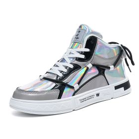 High-top Color Matching Lace Up Casual Sneakers (Option: Gray-40)